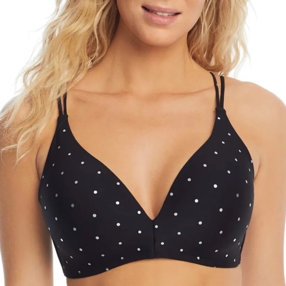 Coco Reef BLACK Metallic Dot Formfit Wire-Free Bikini Swim Top, US 36/38DD